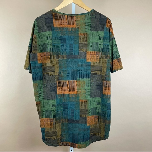 LuLaRoe Size XXS Abstract Earth Tones Fall Colors Irma Oversized Longline Tunic - Picture 2 of 5